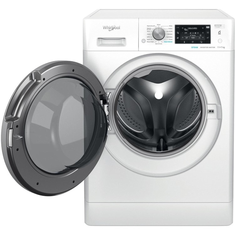 Refurbished Whirlpool 6th sense FFWDD1174269BSVUK Freestanding 11/7KG 1400 Spin Washer Dryer White - Image 2