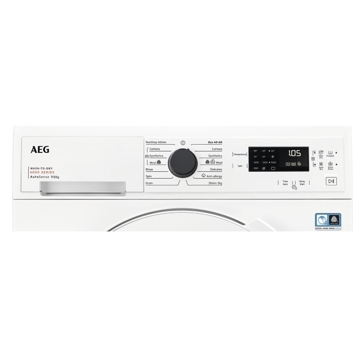 Refurbished AEG 6000 Series AutoSense LWX60966B Freestanding 9/6KG 1600 Spin Washer Dryer White - Image 2