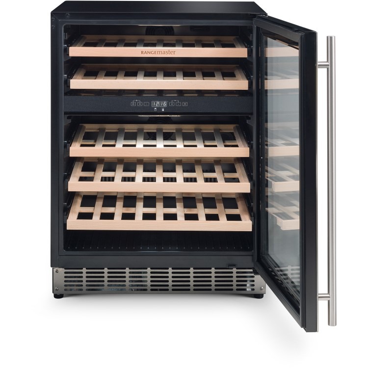 Rangemaster 46 Bottle Capaciy Wide Dual Zone Wine Cooler - Stainless Steel - Image 2