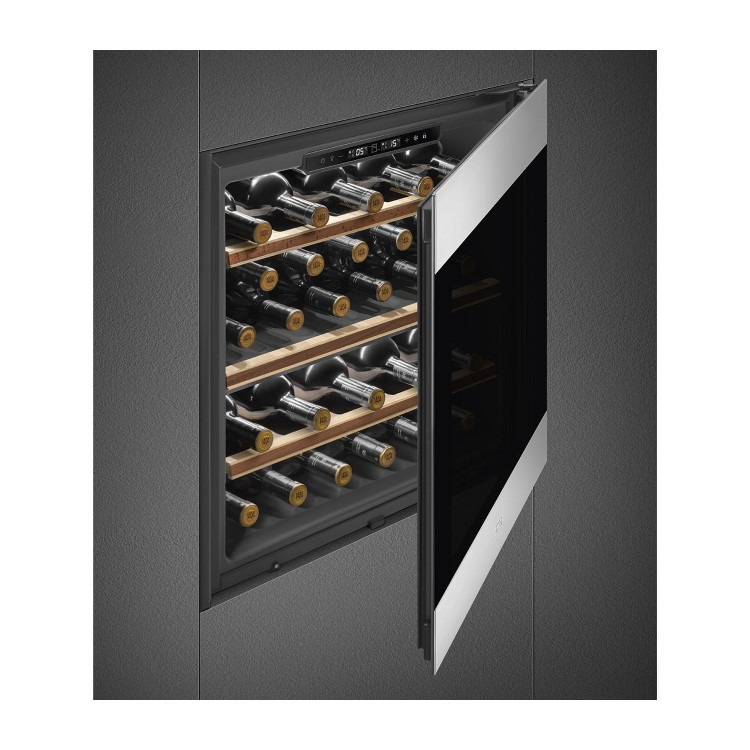 Smeg 29 Bottle Capacity Built-In Dual Zone Wine Cooler - Stainless Steel - Image 3