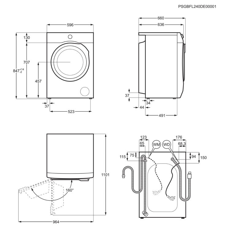 Refurbished AEG 6000 Series AutoSense LWX60966B Freestanding 9/6KG 1600 Spin Washer Dryer White - Image 3