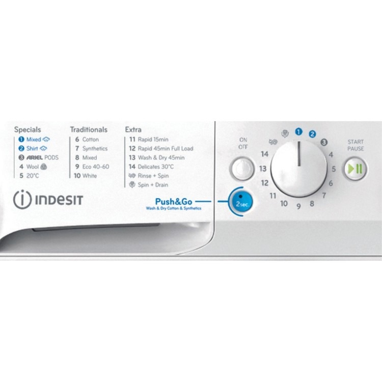Indesit Push&Go 10kg Wash 7kg Dry 1400rpm Washer Dryer - White - Image 4