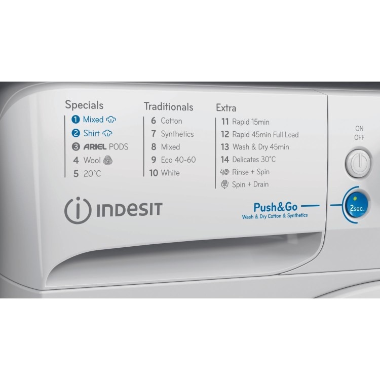 Indesit Push&Go 8kg Wash 6kg Dry 1400rpm Washer Dryer - White - Image 4