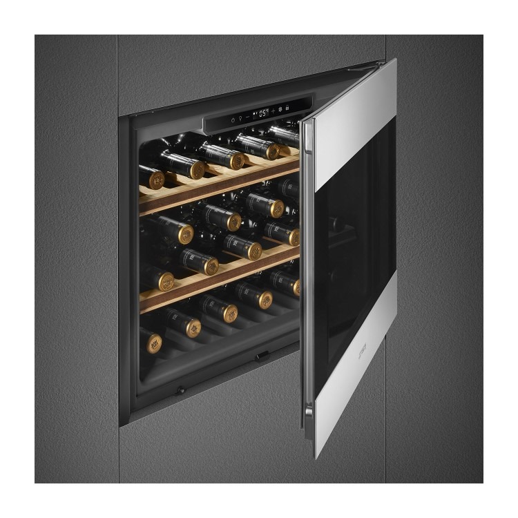 Smeg 21 Bottle Capacity Built In Single Zone Wine Cooler - Stainless Steel - Image 4