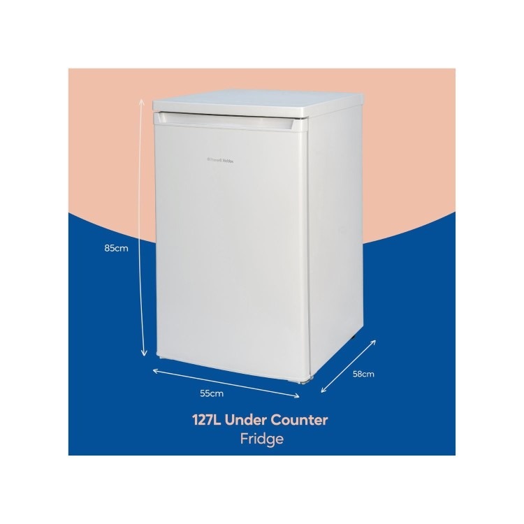 Russell Hobbs 127 Litre Freestanding Under Counter Fridge - White - Image 4