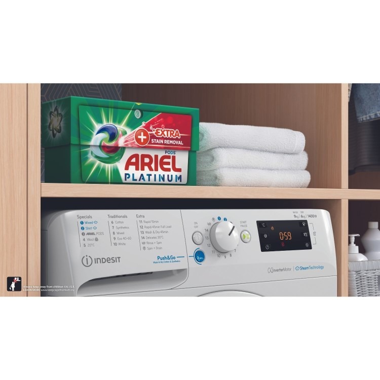 Refurbished Indesit Push&Go BDE96436WVUK Freestanding 9/6KG 1400 Spin Washer Dryer White - Image 5