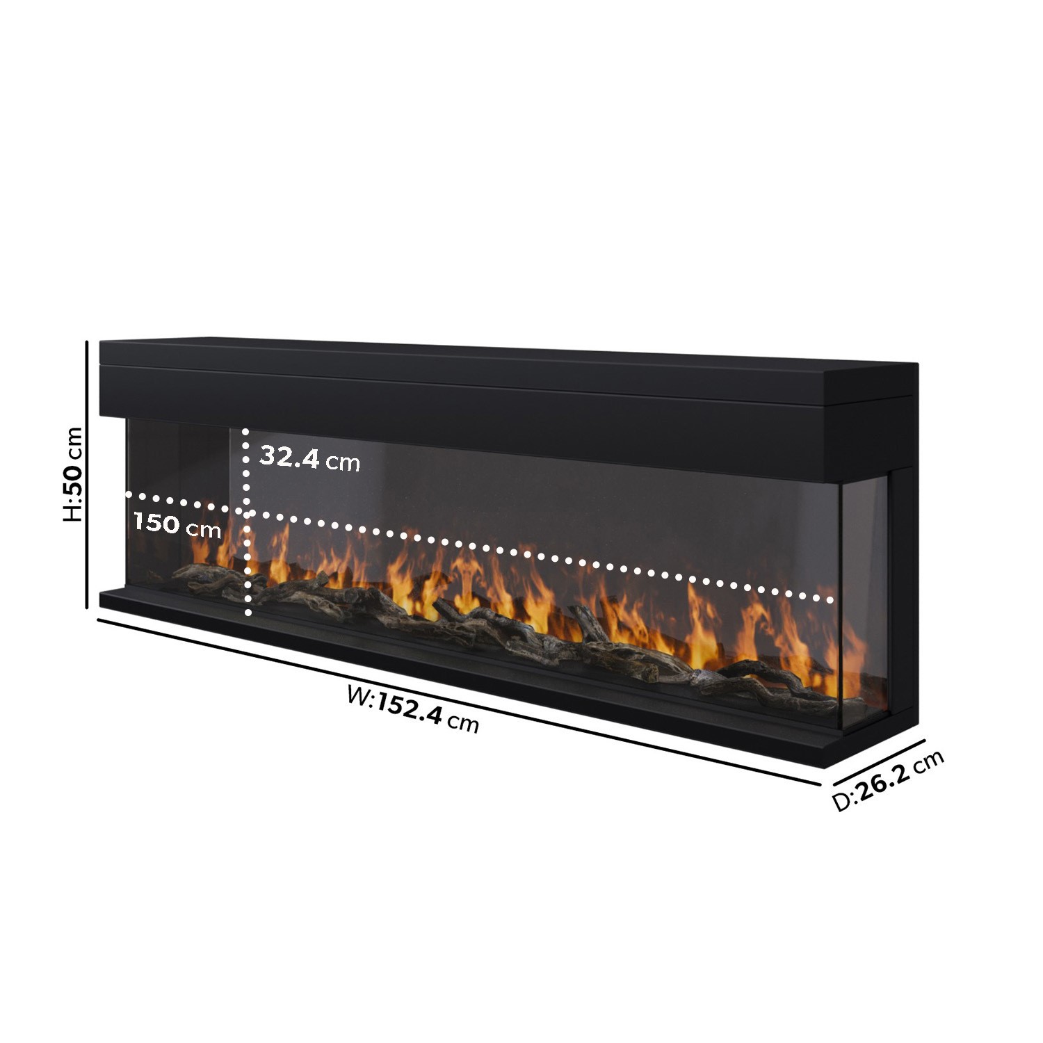 Black 60inch WiFi Enabled Inset Electric Media Wall Fireplace - AmberGlo - Image 3