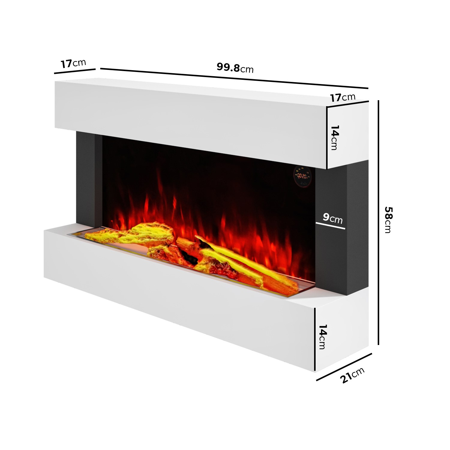 White 39inch Wall Mounted Electric Fireplace - AmberGlo - Image 2