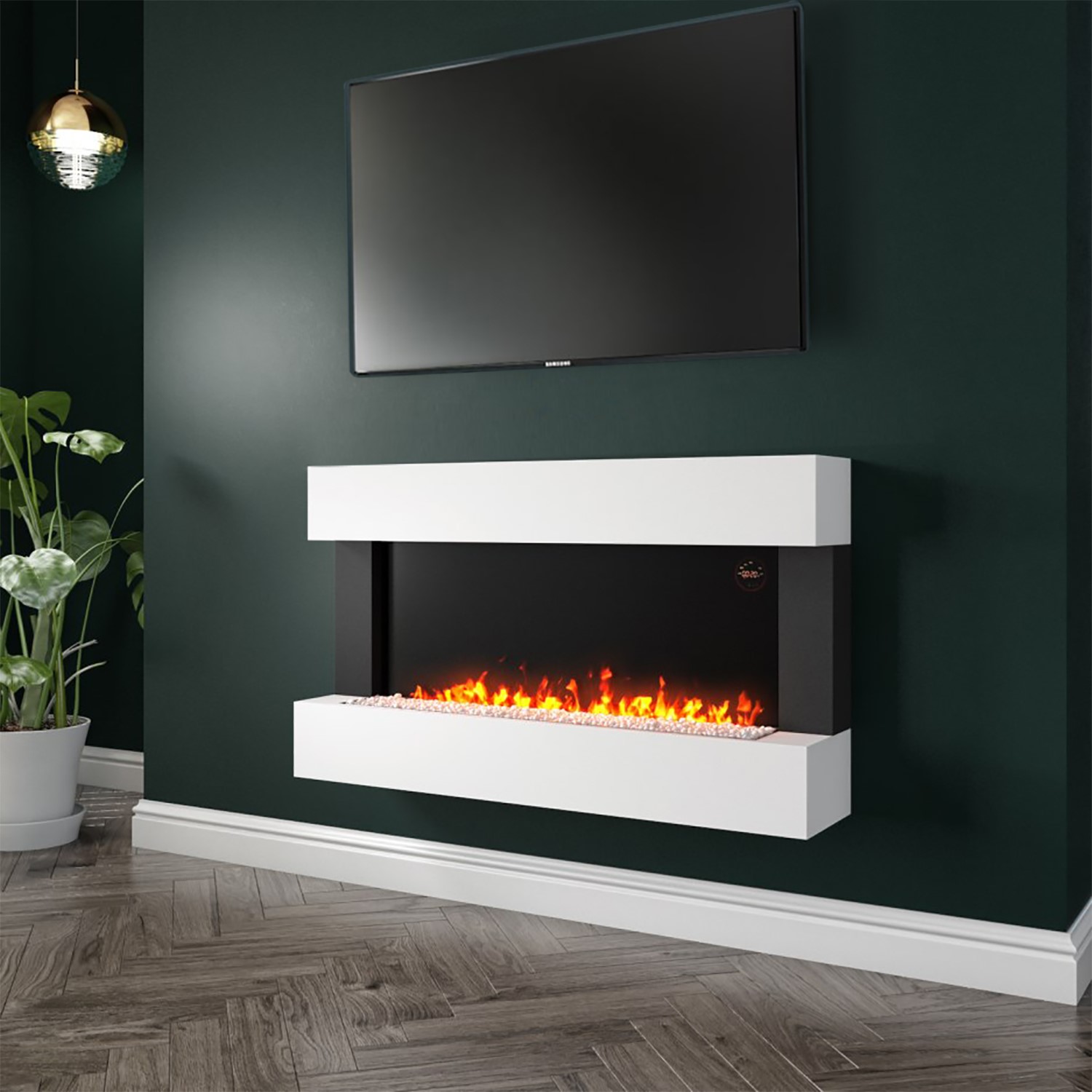 White 39inch Wall Mounted Electric Fireplace - AmberGlo - Image 4