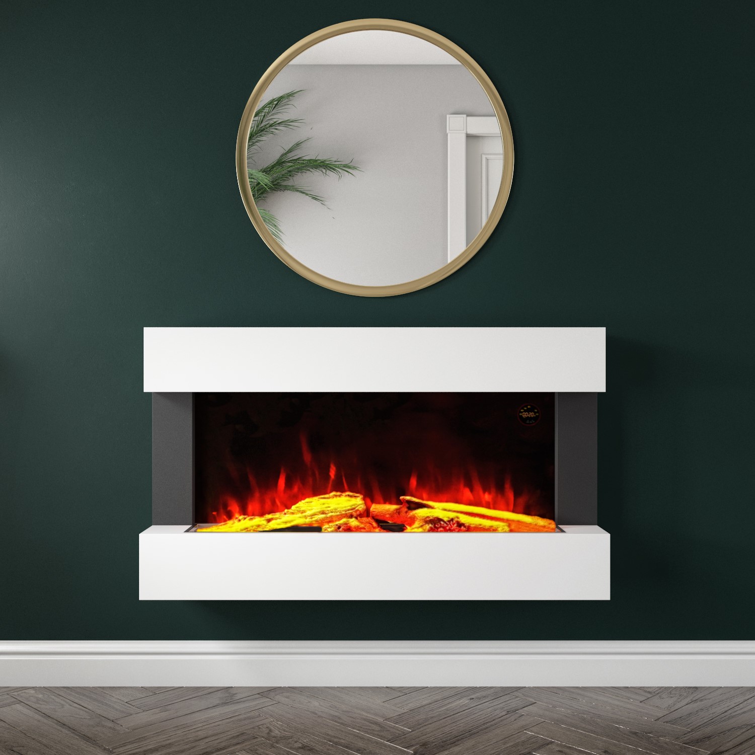 White 39inch Wall Mounted Electric Fireplace - AmberGlo - Image 5