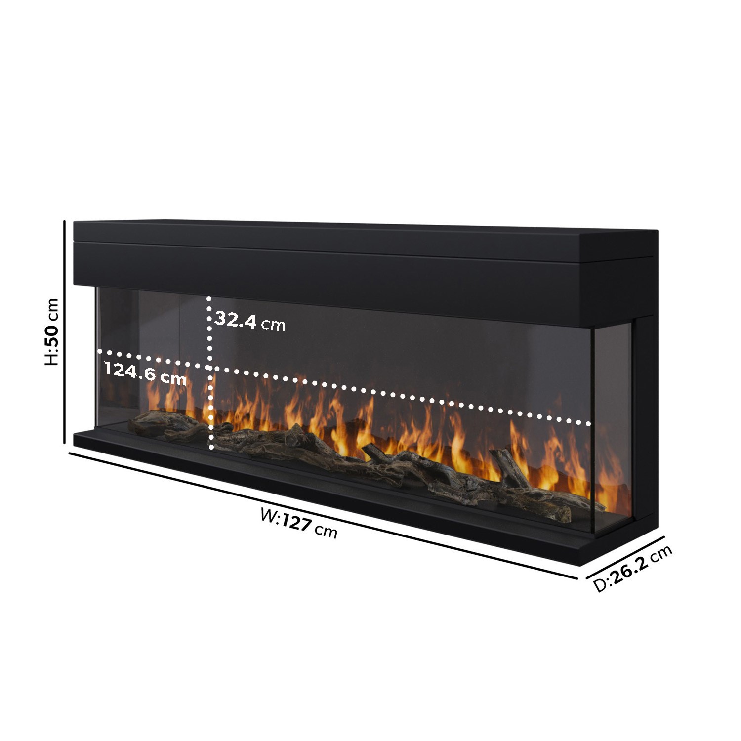 Black 50inch WiFi Enabled Inset Electric Media Wall Fireplace - AmberGlo - Image 3