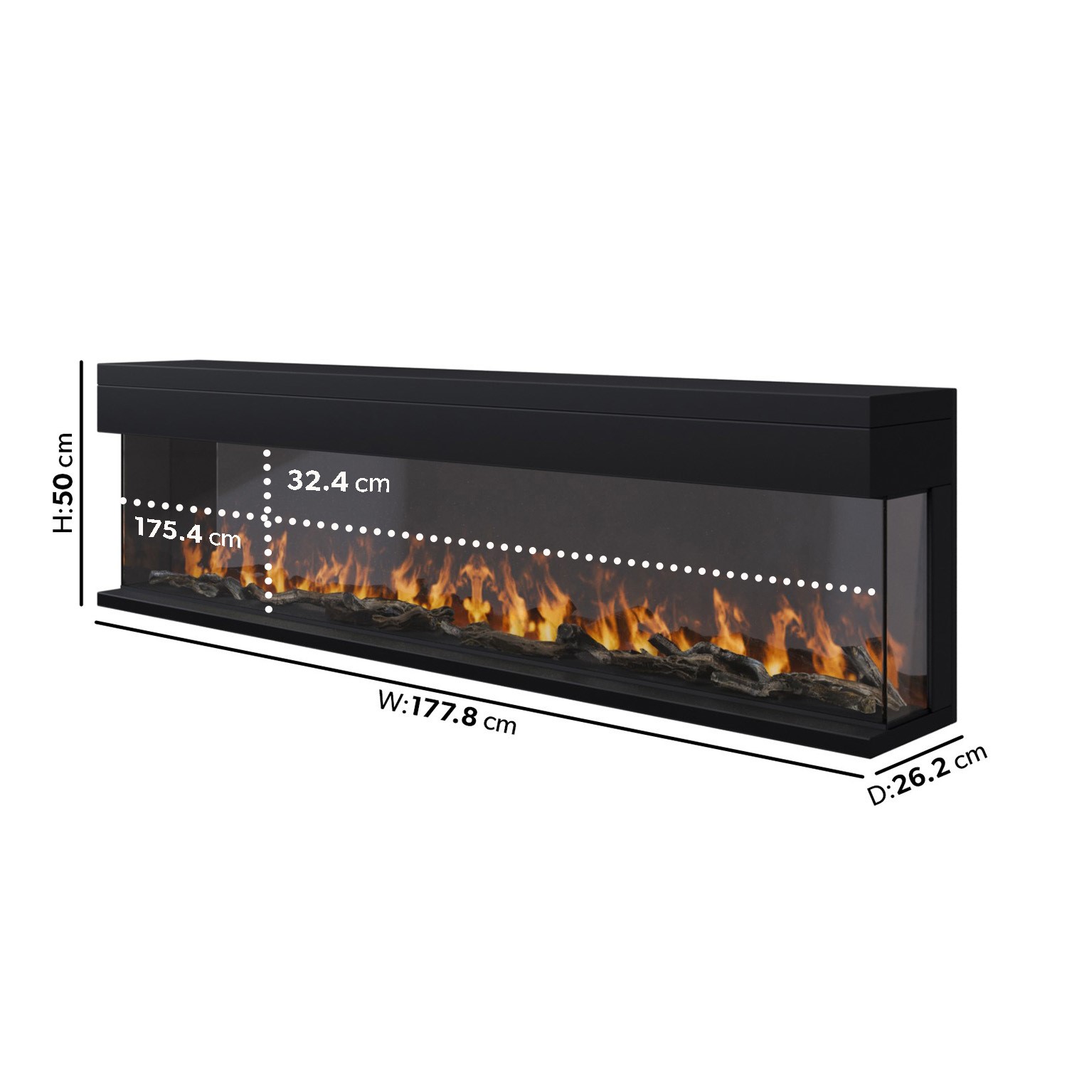 Black 70inch WiFi Enabled Inset Electric Media Wall Fireplace - AmberGlo - Image 3