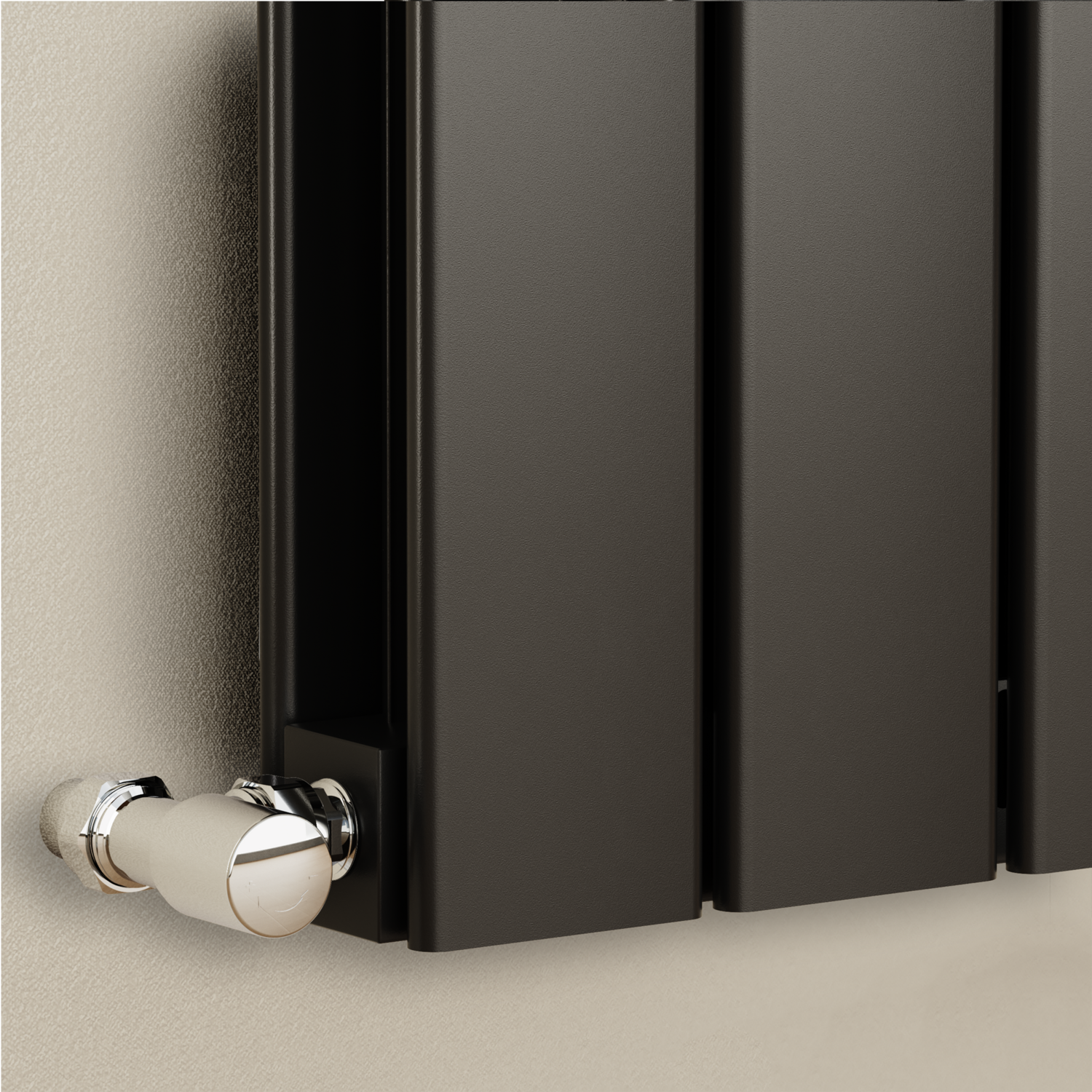 Eco Eleganza Midnight Black Horizontal Flat Designer Aluminium Radiator 600x600mm Double Panel 2445 BTU - Image 4