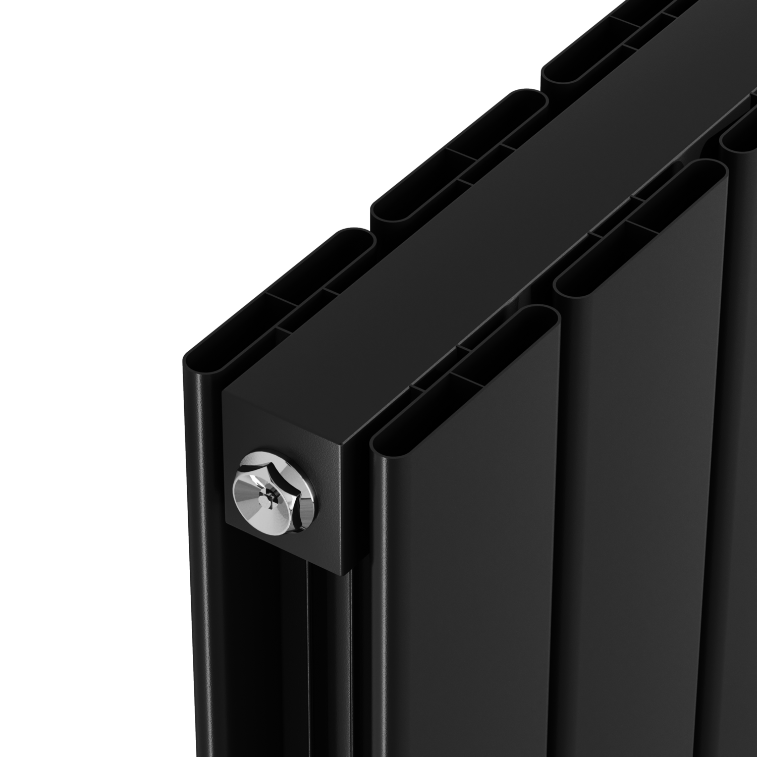Eco Eleganza Midnight Black Horizontal Flat Designer Aluminium Radiator 600x600mm Double Panel 2445 BTU - Image 5