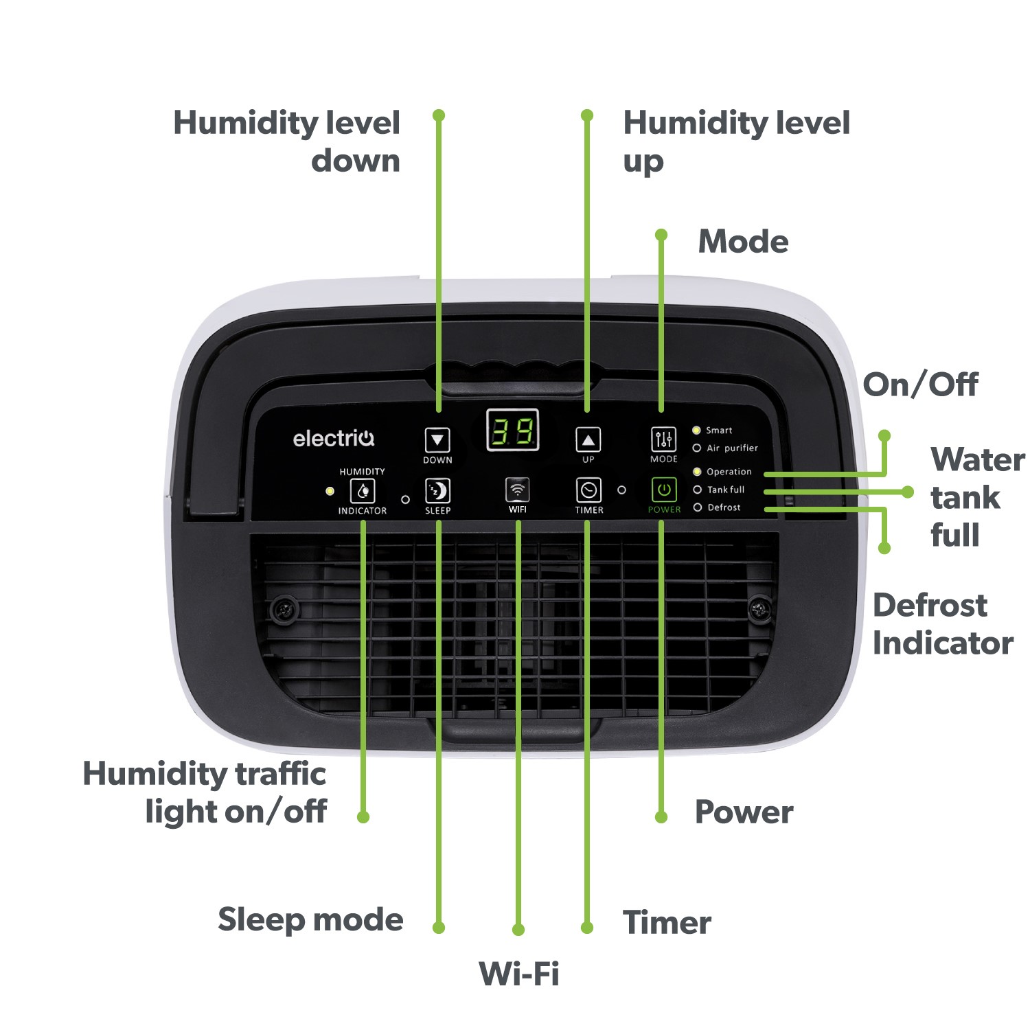 electriQ 12L Quiet Low-Energy Smart Dehumidifier - Image 3