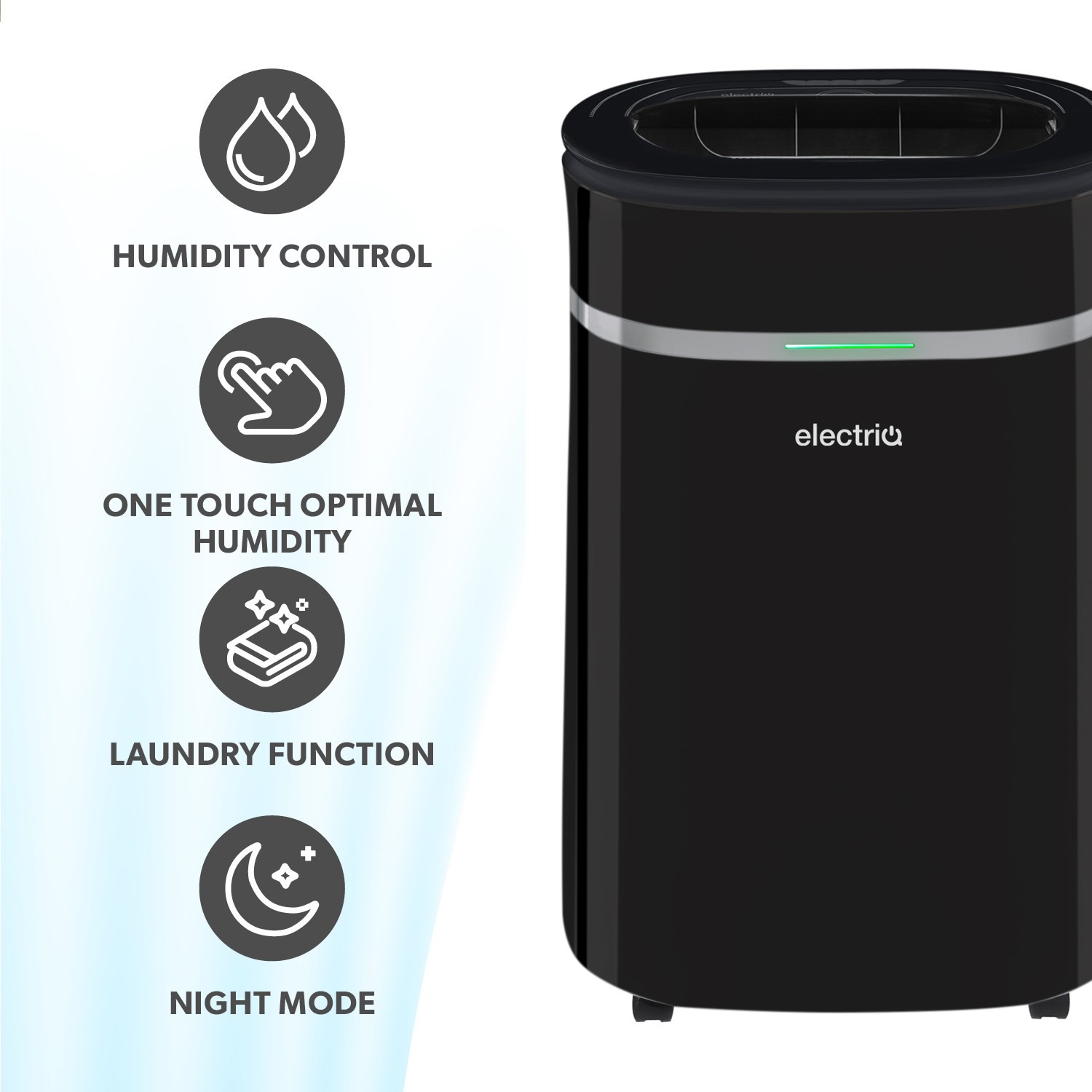 Refurbished electriQ 20 Litre Black Low Energy UV Antibacterial Dehumidifier with HEPA Air Purifier - Image 5