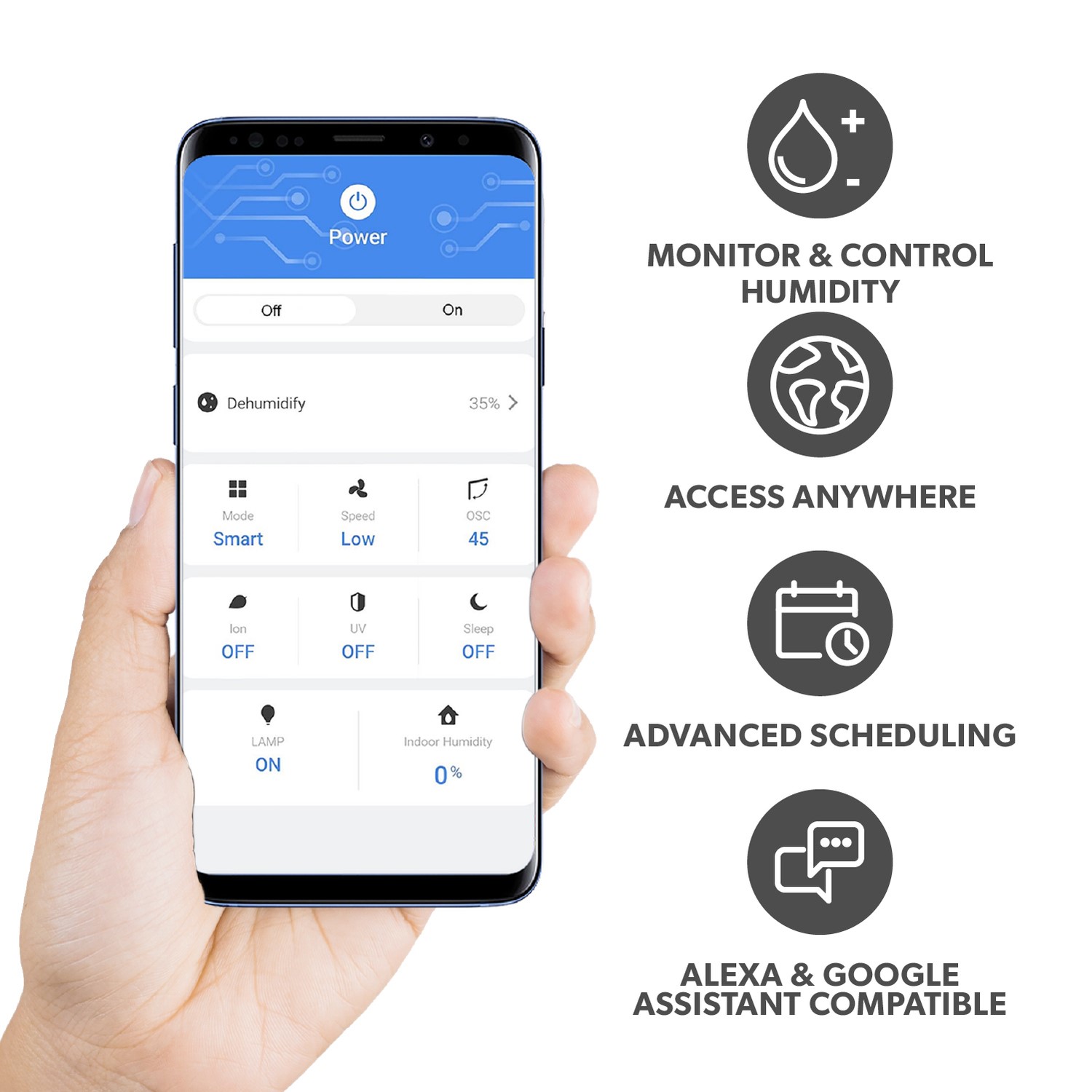 electriQ 8 Litre Smart App Alexa Desiccant Dehumidifier with Heater and Ioniser - Image 2