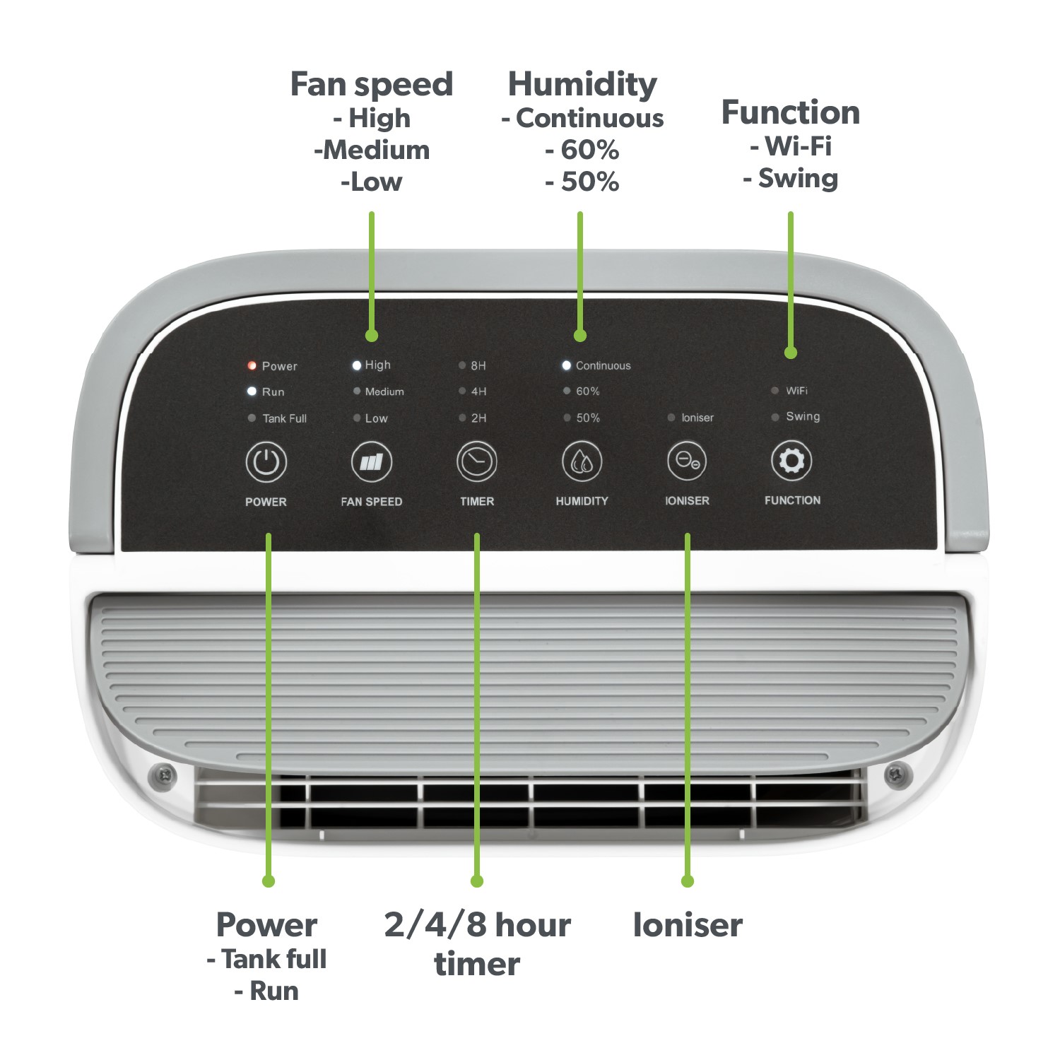 electriQ 8 Litre Smart App Alexa Desiccant Dehumidifier with Heater and Ioniser - Image 3