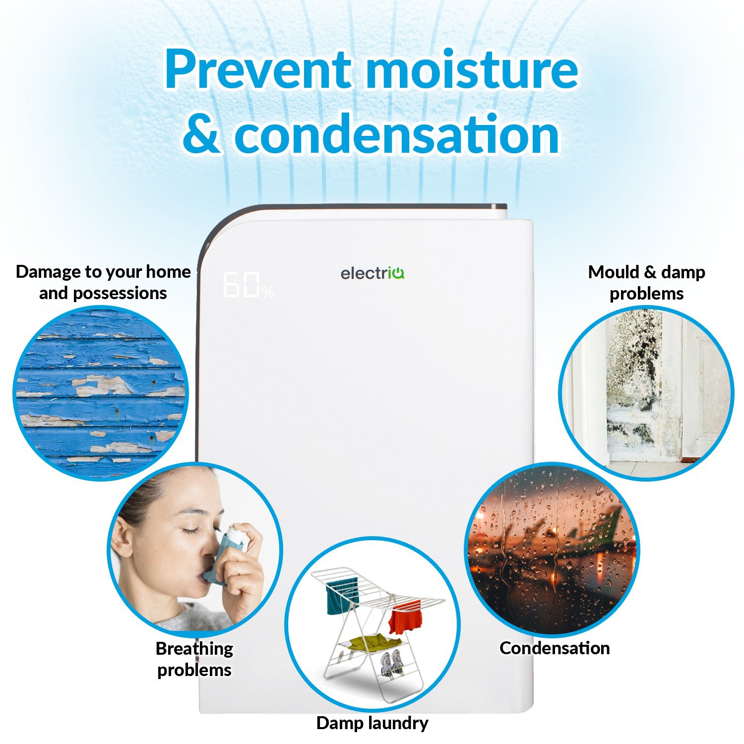 electriQ 10 Litre Smart Desiccant Dehumidifier with Heater - Image 5