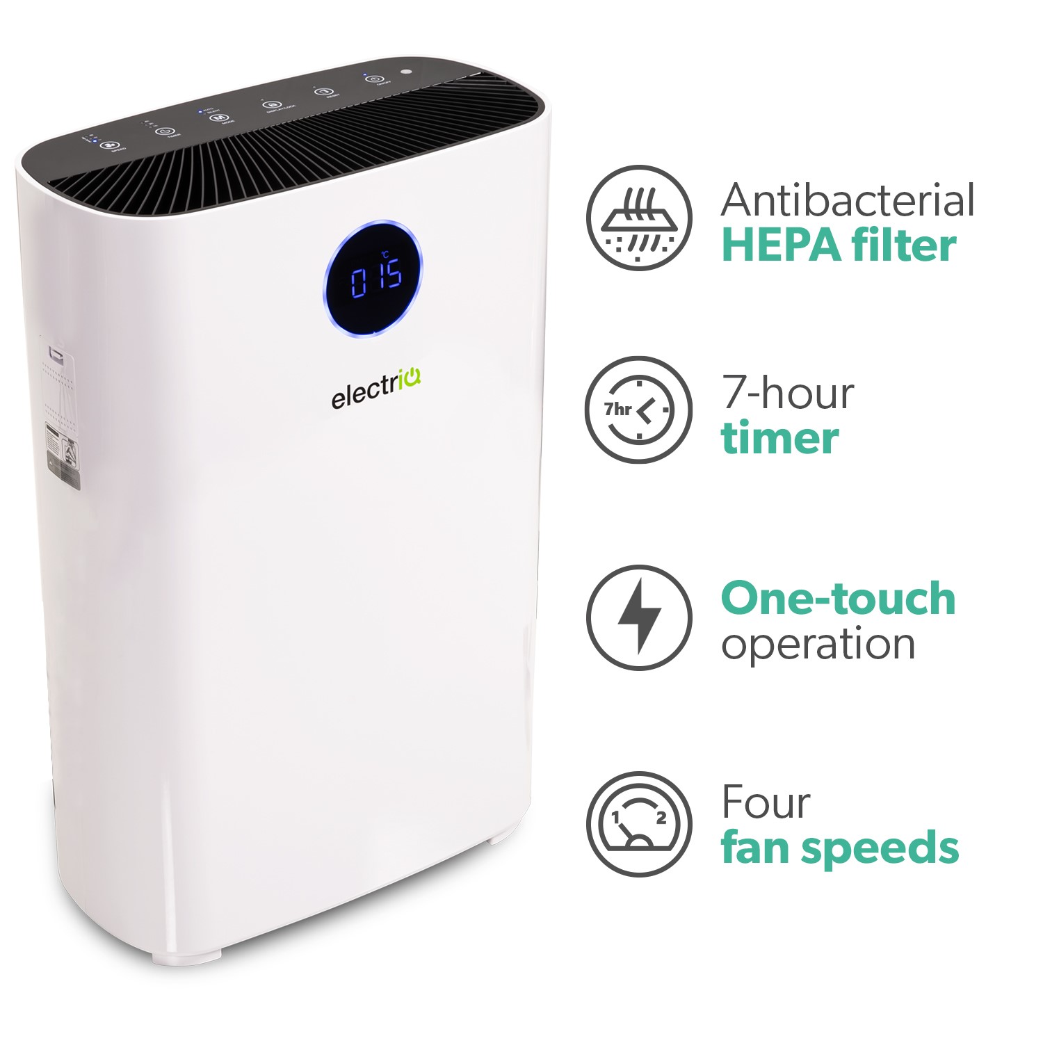 electriQ 3 Stage PM2.5 HEPA Air Purifier 300 CADR Great for Rooms up to 120 Sqm - Image 2