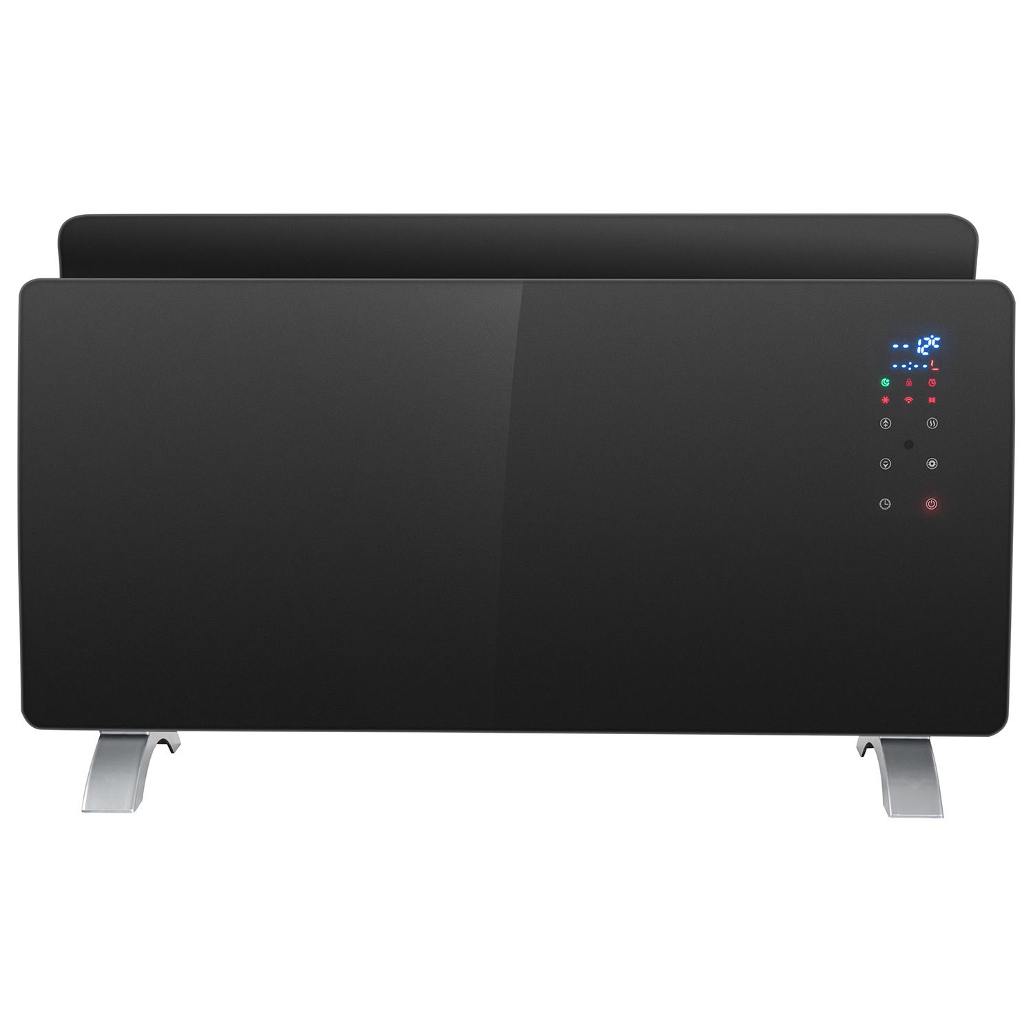 electriQ 2000W Smart Curved Designer Glass Panel Heater - Wall Mountable & Bathroom Safe - Black - Image 2