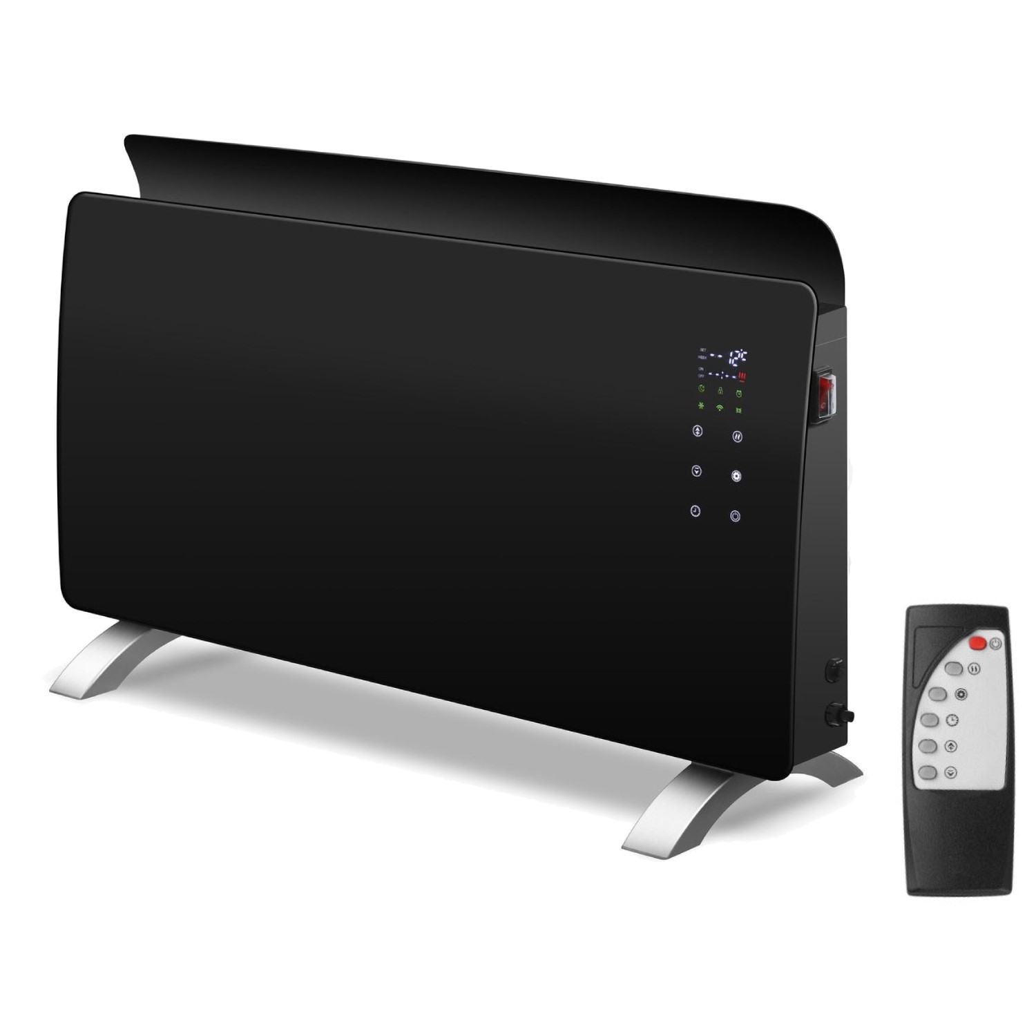 electriQ 2000W Smart Curved Designer Glass Panel Heater - Wall Mountable & Bathroom Safe - Black - Image 3