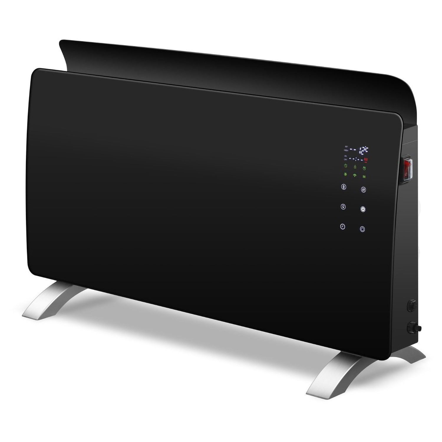 electriQ 2000W Smart Curved Designer Glass Panel Heater - Wall Mountable & Bathroom Safe - Black - Image 4
