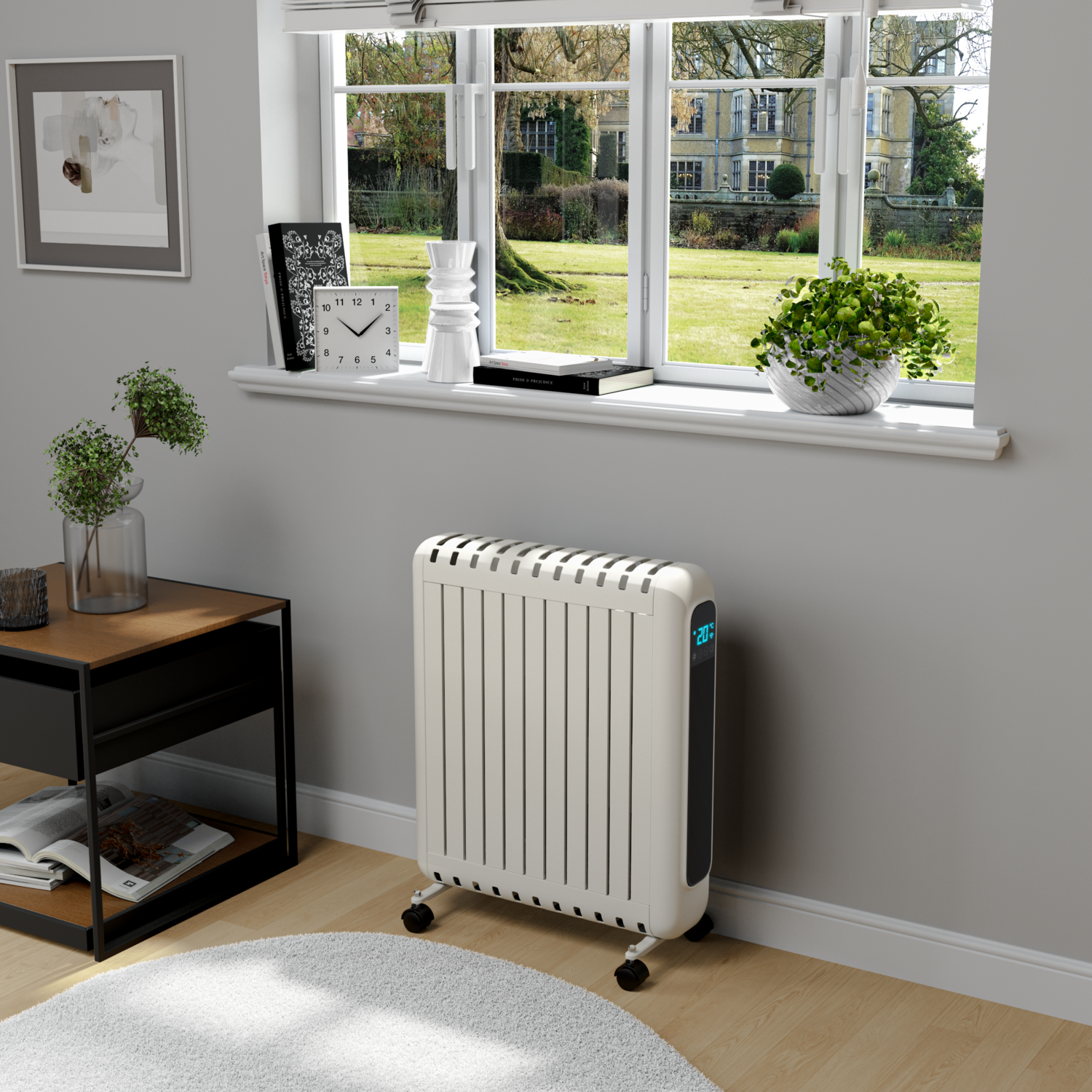 electriQ 2400W Smart Oil-Free Radiator With LED Display - White ...