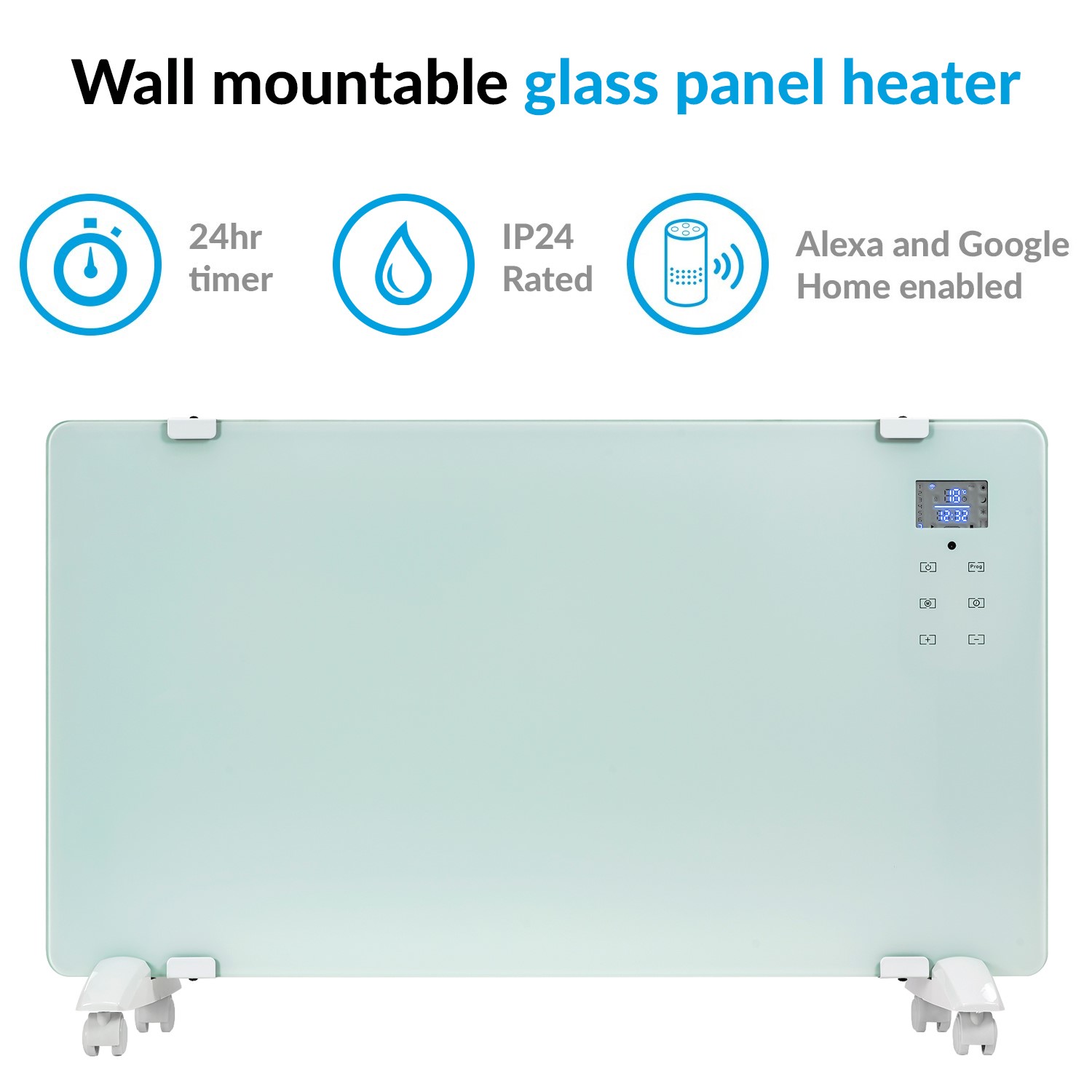 electriQ 2000W Smart Designer Glass Panel Heater - Wall Mountable & Bathroom Safe - Image 5