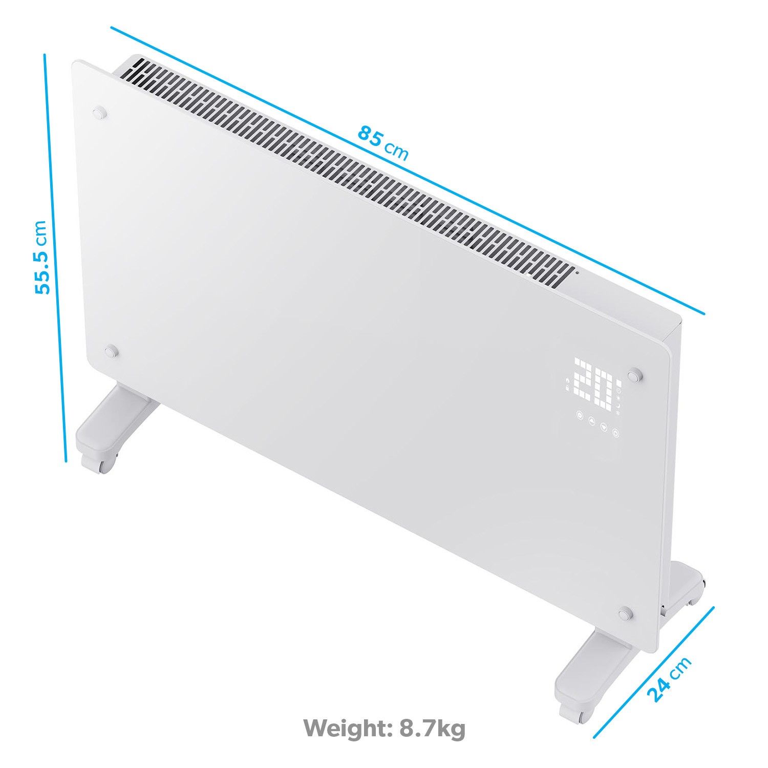 electriQ 2500W Smart Designer Glass Panel Convection Heater - Wall Mountable & Bathroom Safe - White - Image 5