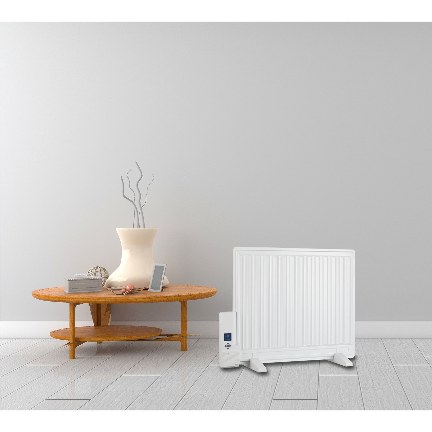 electriQ 800W Slim Wall Mounted Oil Filled Radiator - White - Image 3