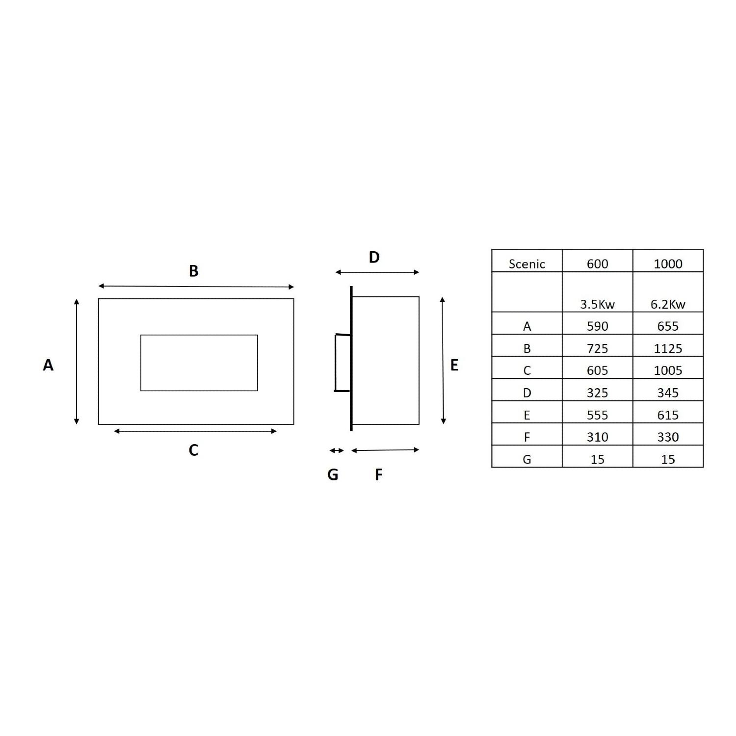 Black 39inch Inset Gas Media Wall Fireplace - Sirocco Fires Lux 1000 - Image 2