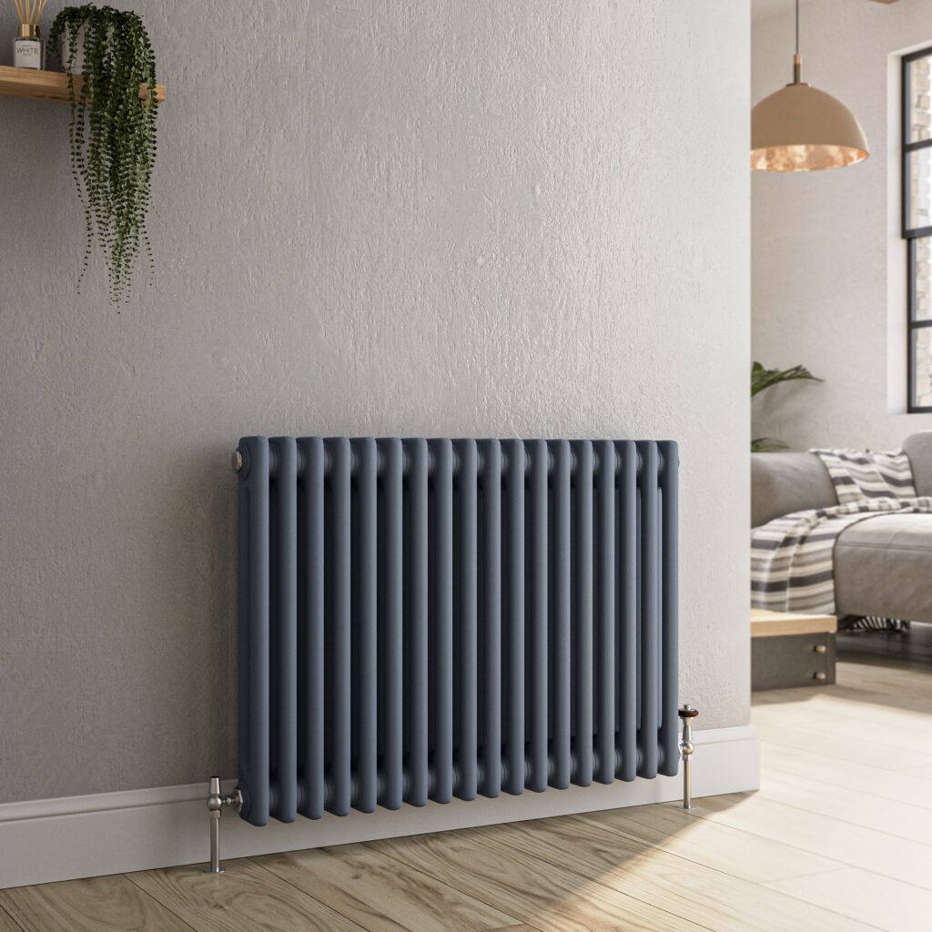 Reggio Anthracite Horizontal Double Column Traditional Radiator ...