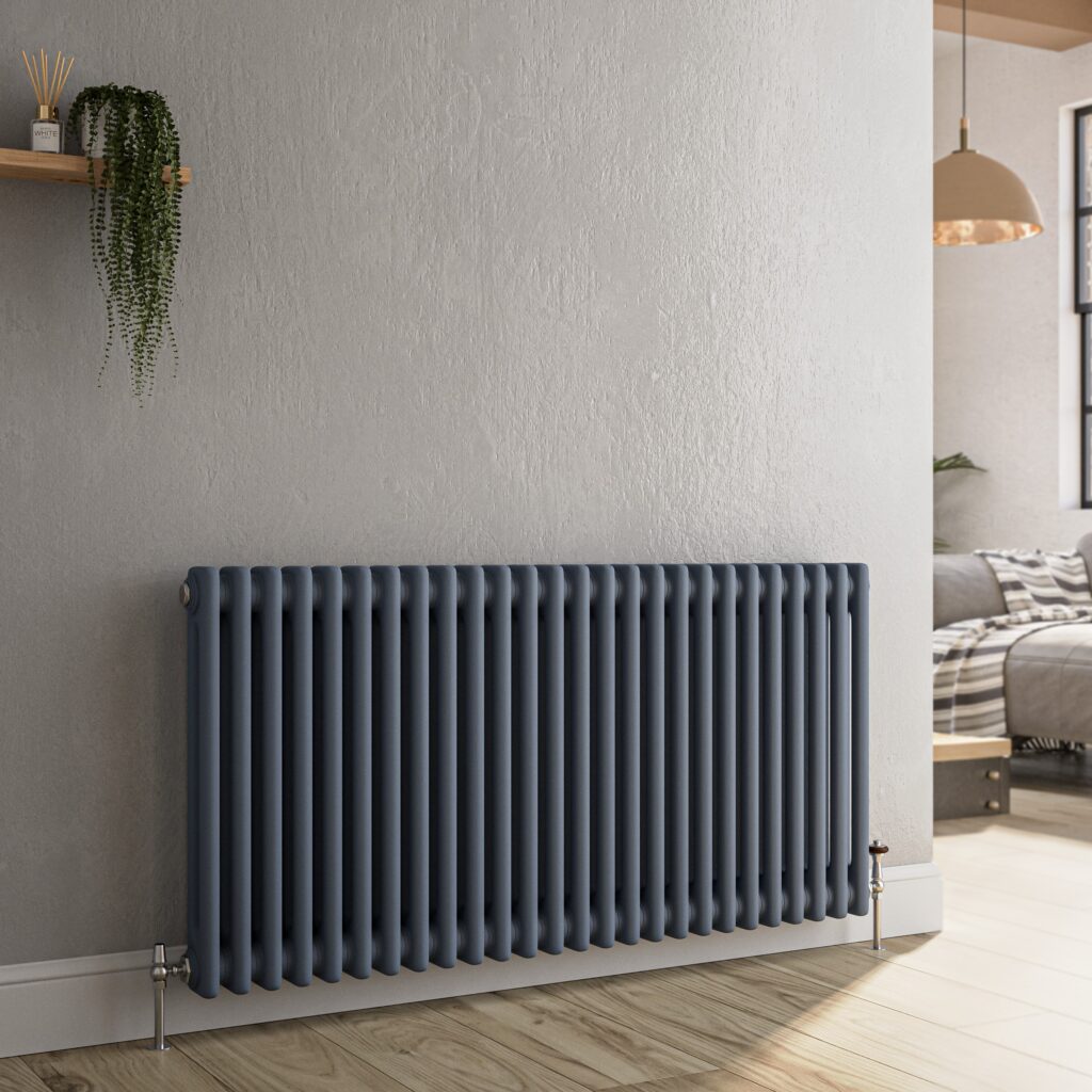 Reggio Anthracite Horizontal Double Column Traditional Radiator ...