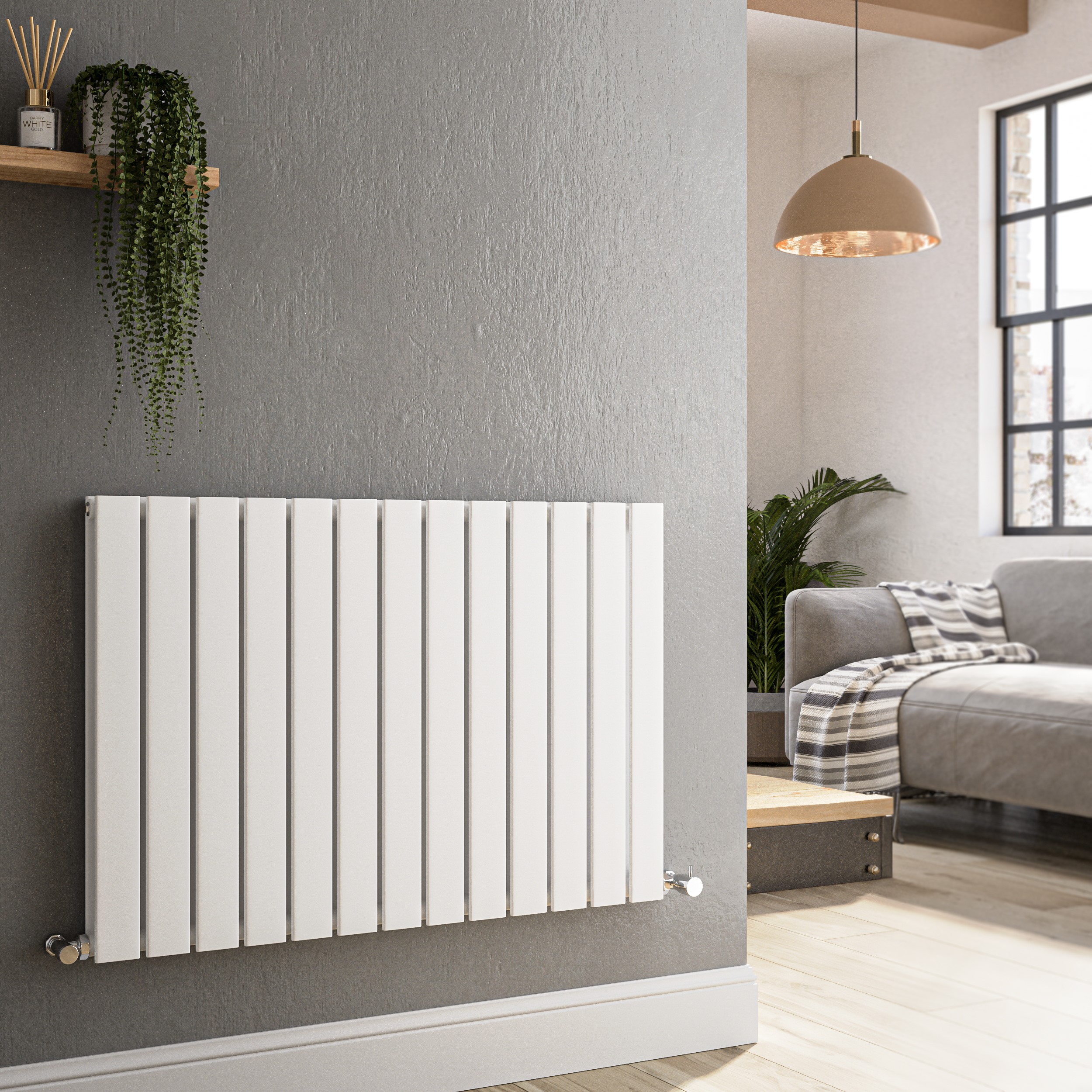 Reggio White Horizontal Double Column Traditional Radiator 600x830mm ...