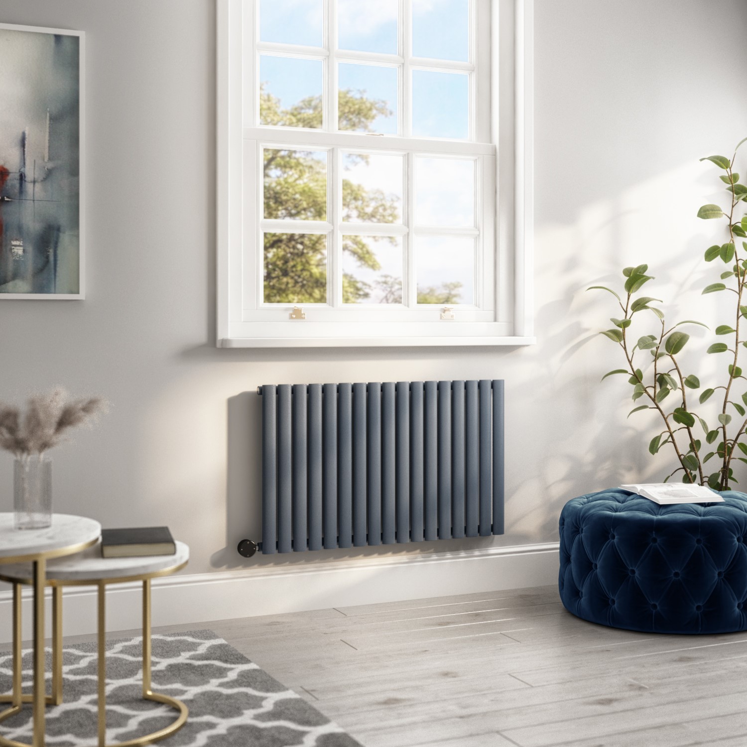 Anthracite Horizontal Smart Electric Radiator with Wi-Fi Thermostat - 1.2kW - H600xW1003mm - Bathroom Safe - Image 2