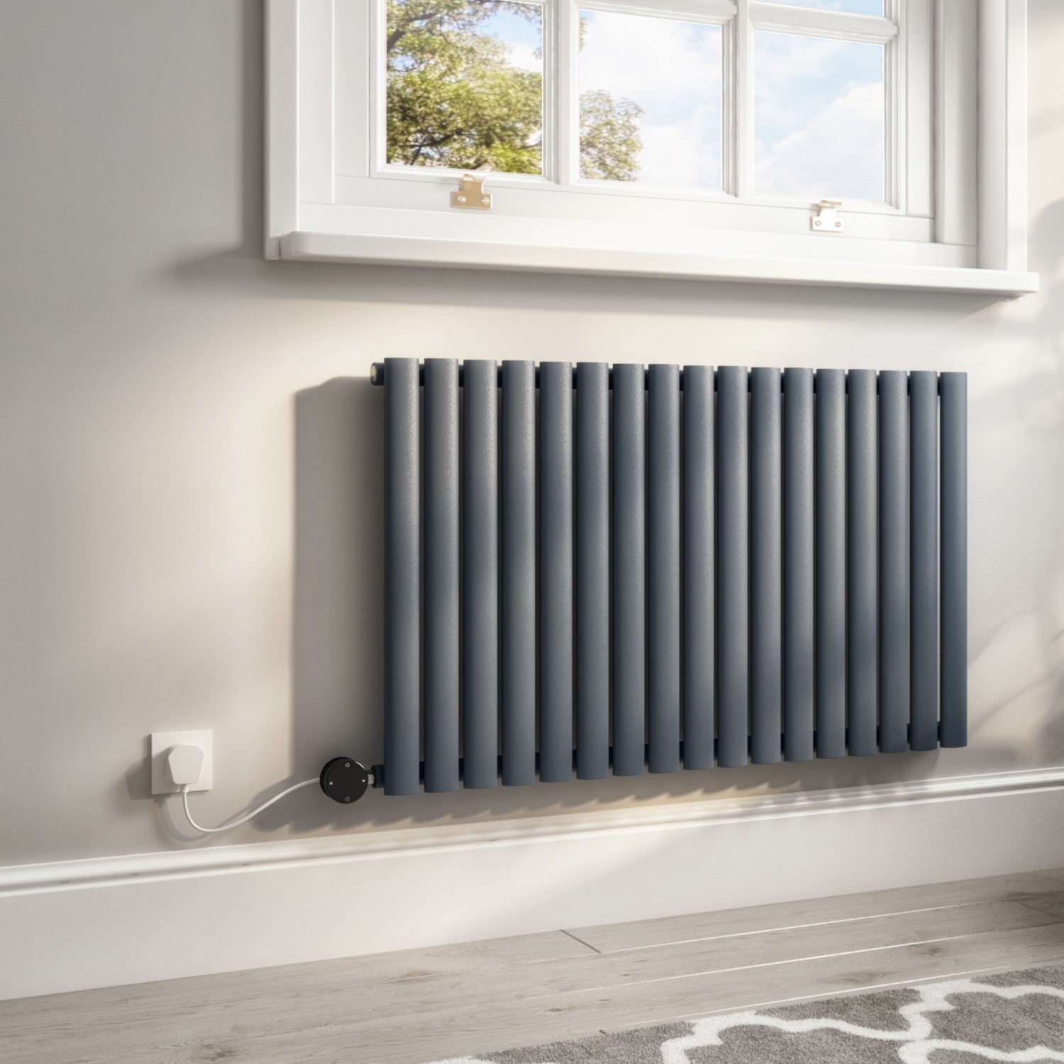 Anthracite Horizontal Smart Electric Radiator with Wi-Fi Thermostat - 1.2kW - H600xW1003mm - Bathroom Safe - Image 4