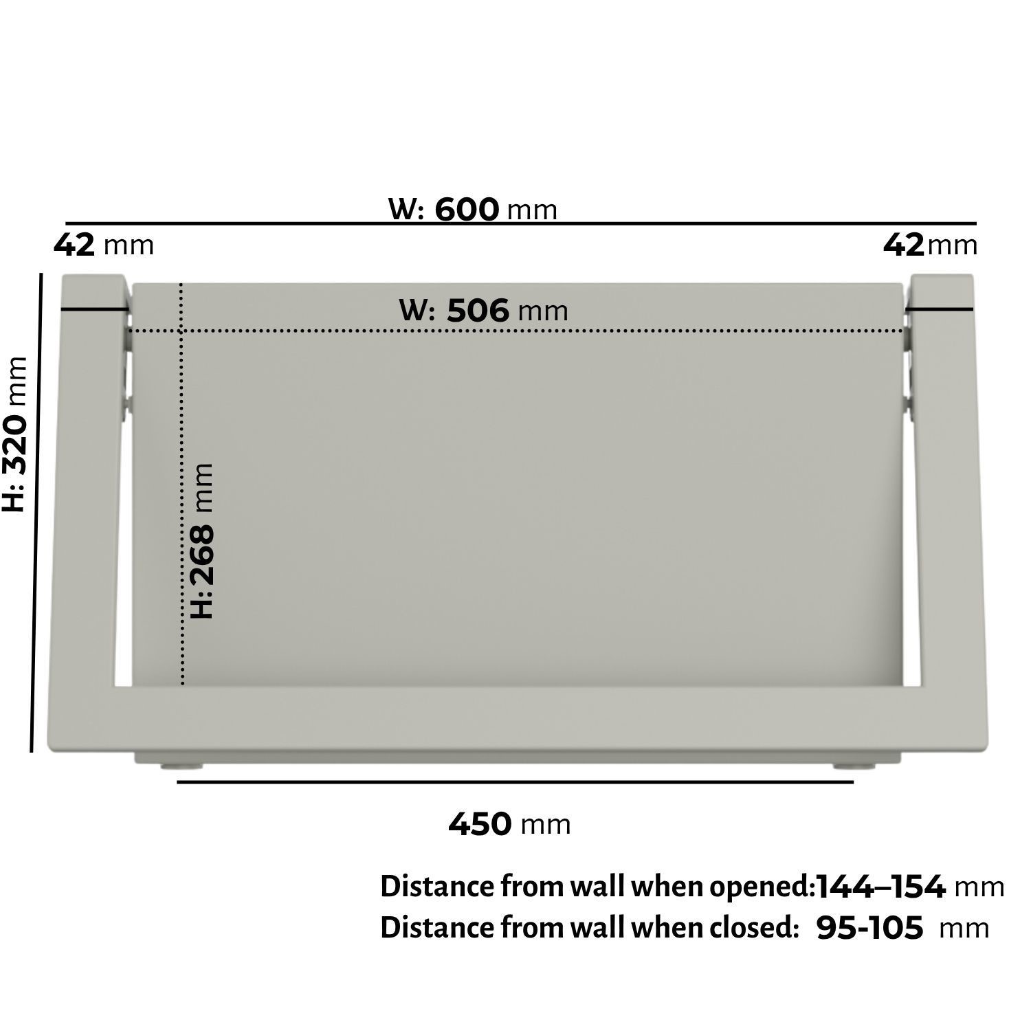 Beige Horizontal Panel Radiator with Pull Out Towel Bar 320 x 600mm - Lomas - Image 5