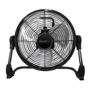 electriQ 12-inch Rechargeable Metal Body Quiet DC Floor Fan - Indoor & Outdoor Use - Black