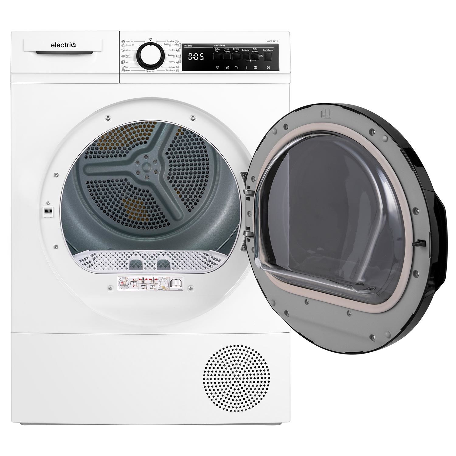 electriQ 12kg Heat Pump Tumble Dryer - White - Image 3