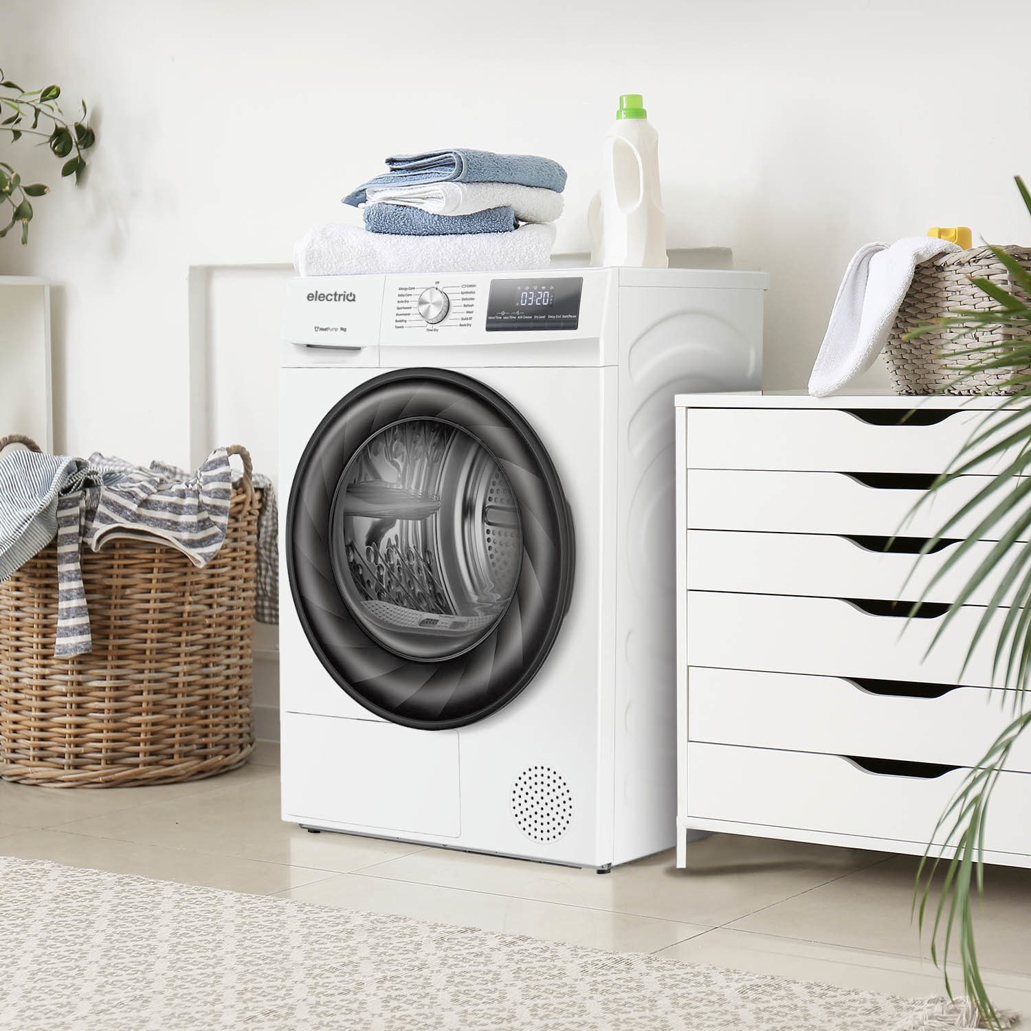 electriQ 9kg Heat Pump Tumble Dryer - White - Image 3