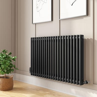 Black Vertical 2 Column Traditional Radiator 1600 x 470mm - Nambi - Image 2