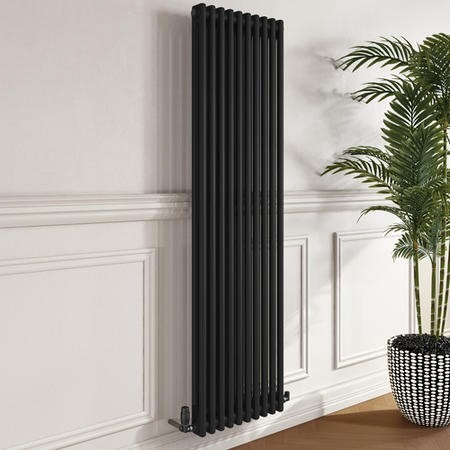 Black Vertical 2 Column Traditional Radiator 1600 x 470mm - Nambi - Image 3