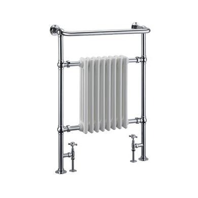 Myson Dee Radiator White and Chrome Traditional Column Radiator with Towel Rail 952 x ...