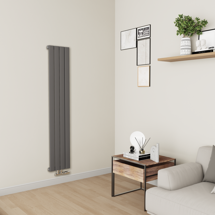 Eco Eleganza Anthracite Vertical Flat Designer Aluminium Radiator ...