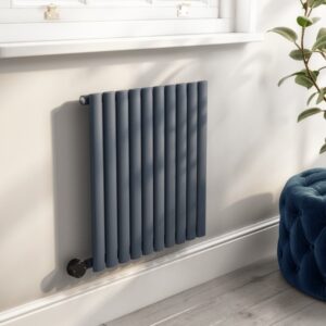 Anthracite Horizontal Smart Electric Radiator with Wi-Fi Thermostat - 0.6kW - H600xW590mm - Bathroom Safe