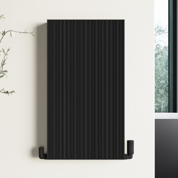 Black Designer Fluted Vertical Radiator 800 x 440mm - Laguna ...