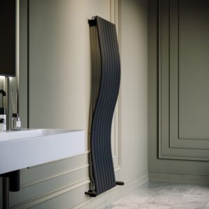 Anthracite Vertical Wave Designer Single Panel Radiator 1600 x 470mm - Opala