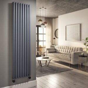 Anthracite Vertical Smart Electric Radiator with Wi-Fi Thermostat - 2.4kW - H1800xW472mm - Bathroom Safe