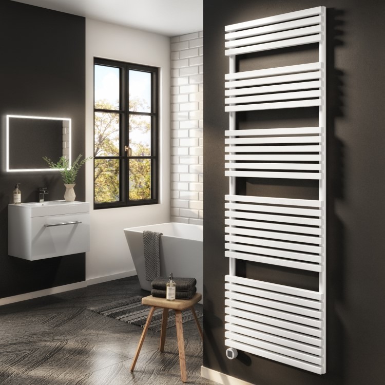 Wc Electric Radiator White Smart Electric Towel Radiator with Wi-Fi Thermostat - 1.2kW ...